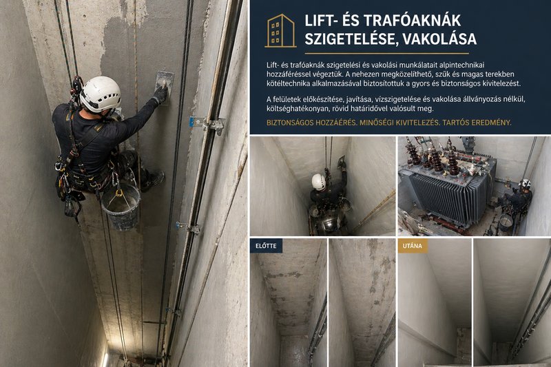 Lift és trafó aknák szigetelése, vakolása