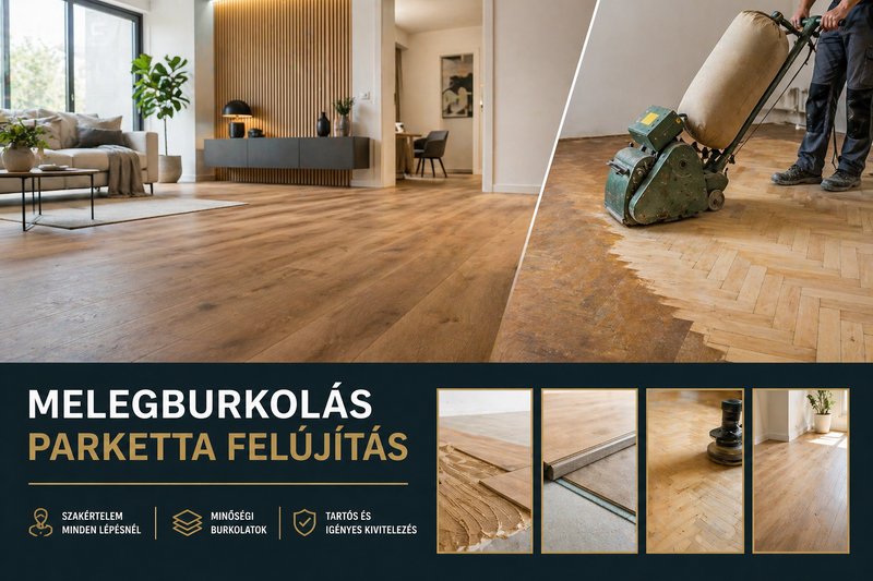 Melegburkolat lerakás, parketta felújítás